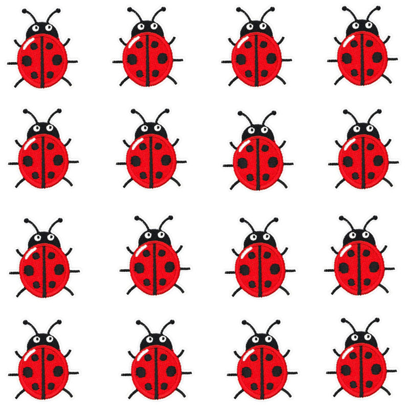 Embroidery Lady Bug - 16 peças/lote de apliques de joaninha