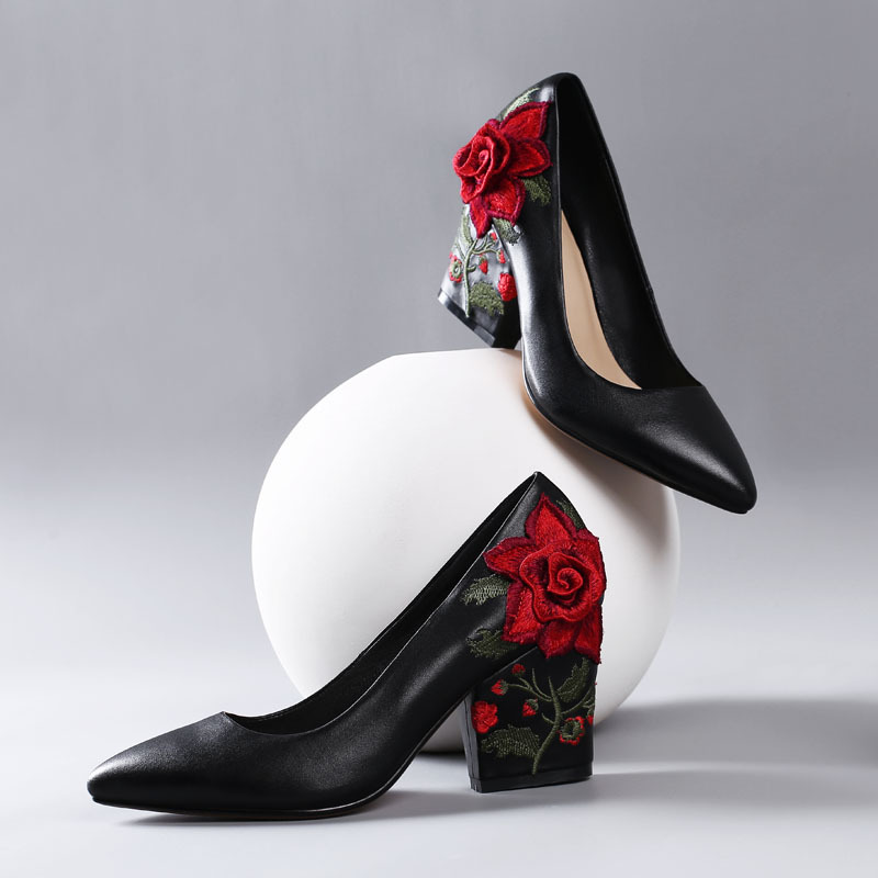 Embroidery Rose - Sapatos de Festa Femininos com Bordado
