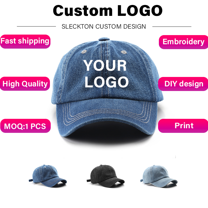Embroidery Design Logo - SLECKTON-Boné de beisebol unisex, chapéu personalizado,