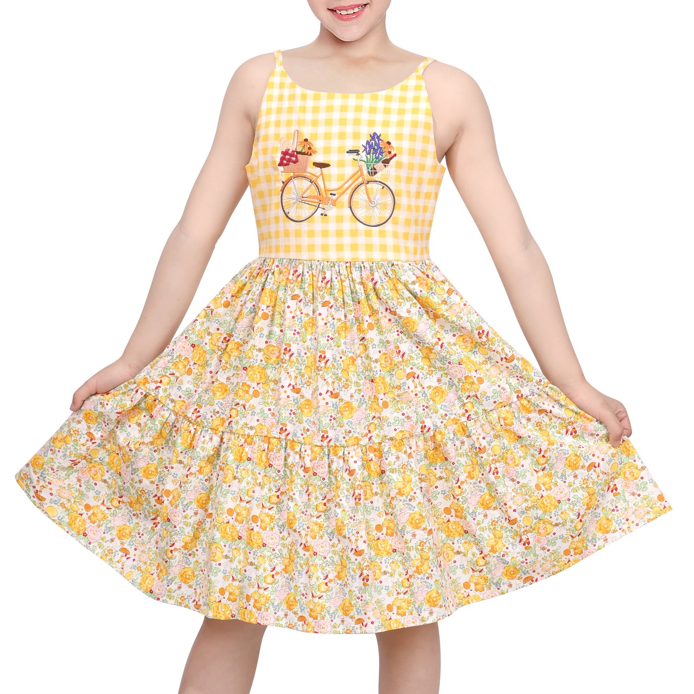Embroidery Yellow Dress - Vestido Infantil Amarelo com Estampa de