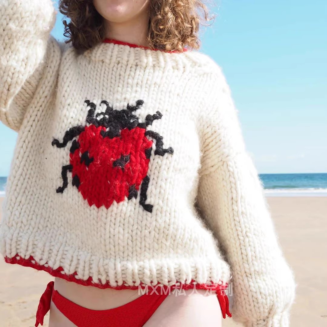 Embroidery Lady Bug - Sete estrelas joaninha padrão lã pura