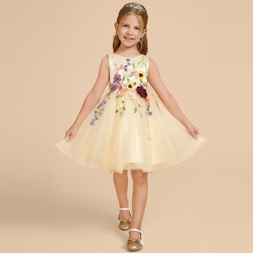 Embroidery Yellow Dress - Vestidos Personalizados de Tule Amarelo para