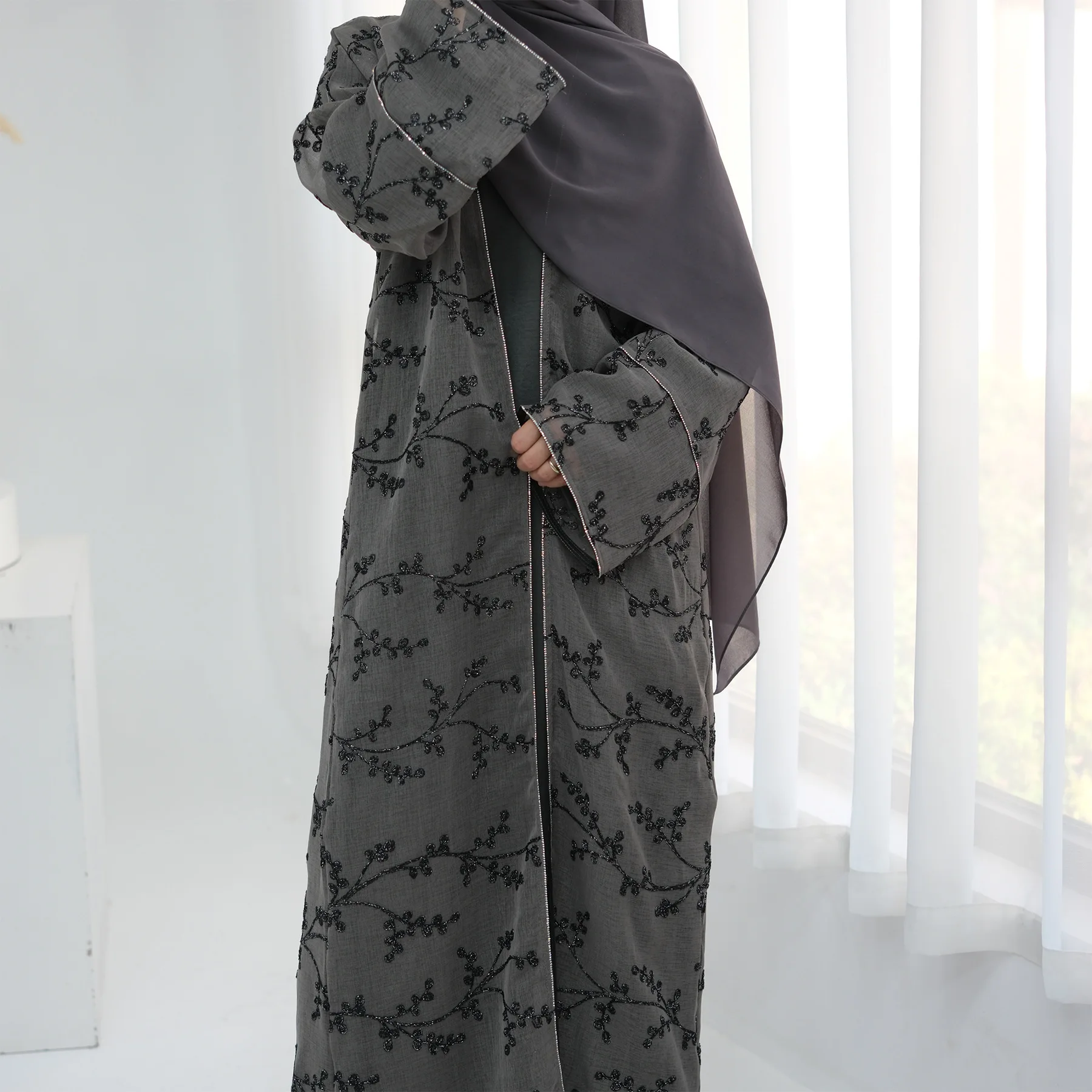 Embroidery Kebaya - Cardigã Kimono Feminino Bordado, Vestido Muçulmano