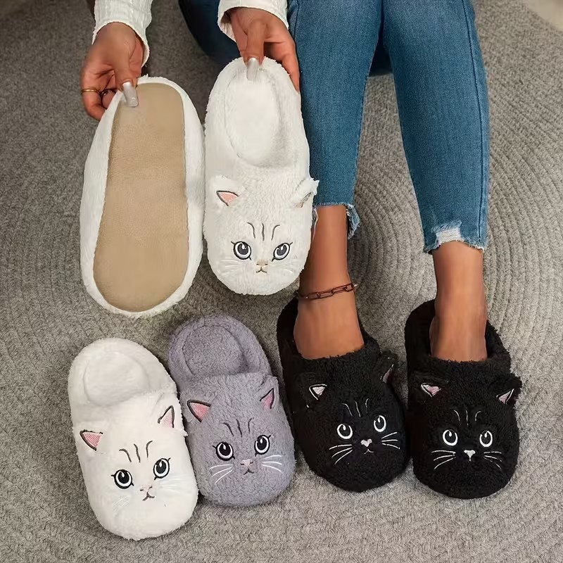 Embroidery Garments - Pantufas de pelúcia unissex, confortáveis e