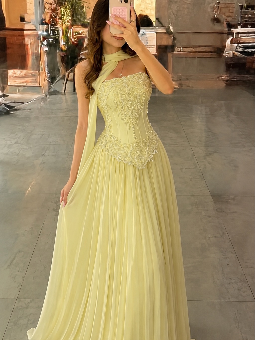 Vestido de Festa Amarelo Sexy  - Embroidery Yellow Dress avaliação e preço