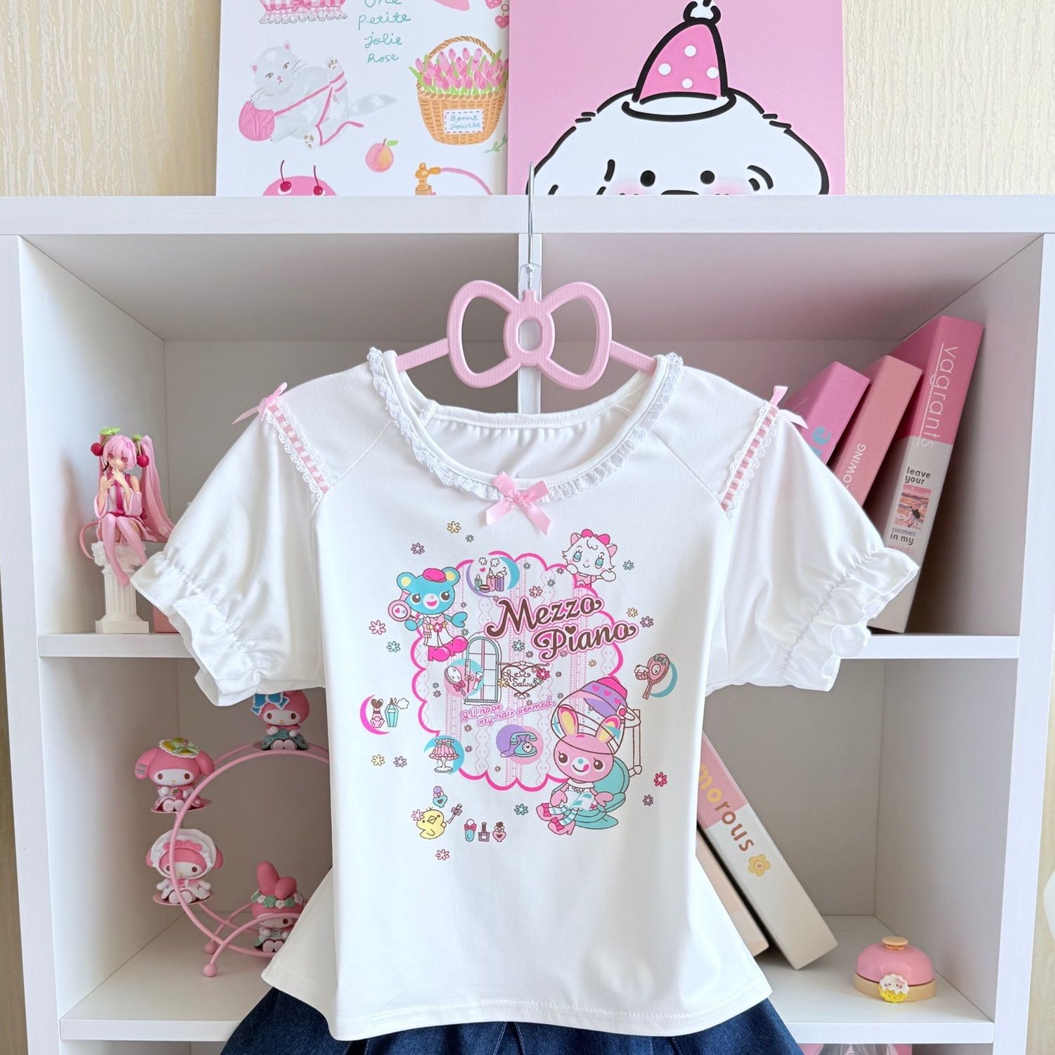 Japonês doce saia define verão - Embroidery Cotton Shirt avaliação e preço