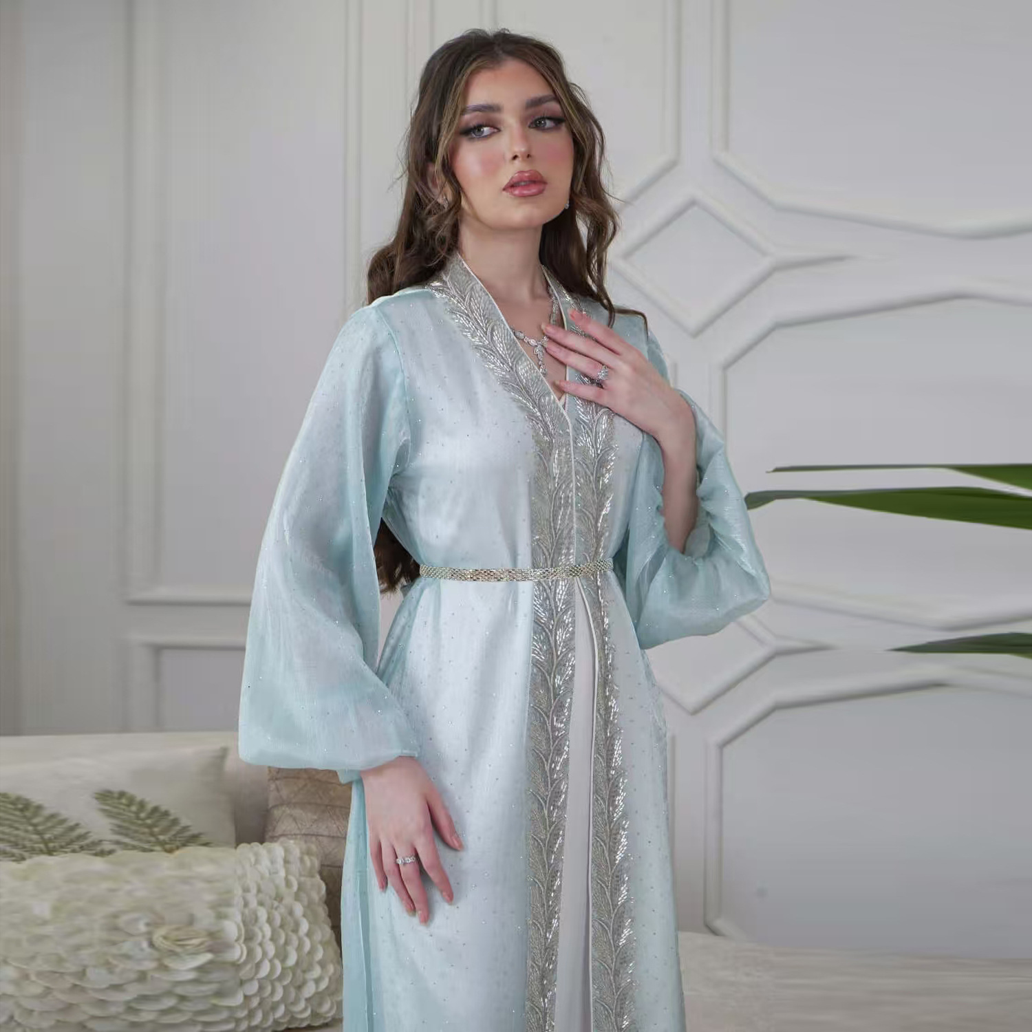 Eid mubarak djellaba kimono ca - Embroidery Kebaya avaliação e preço
