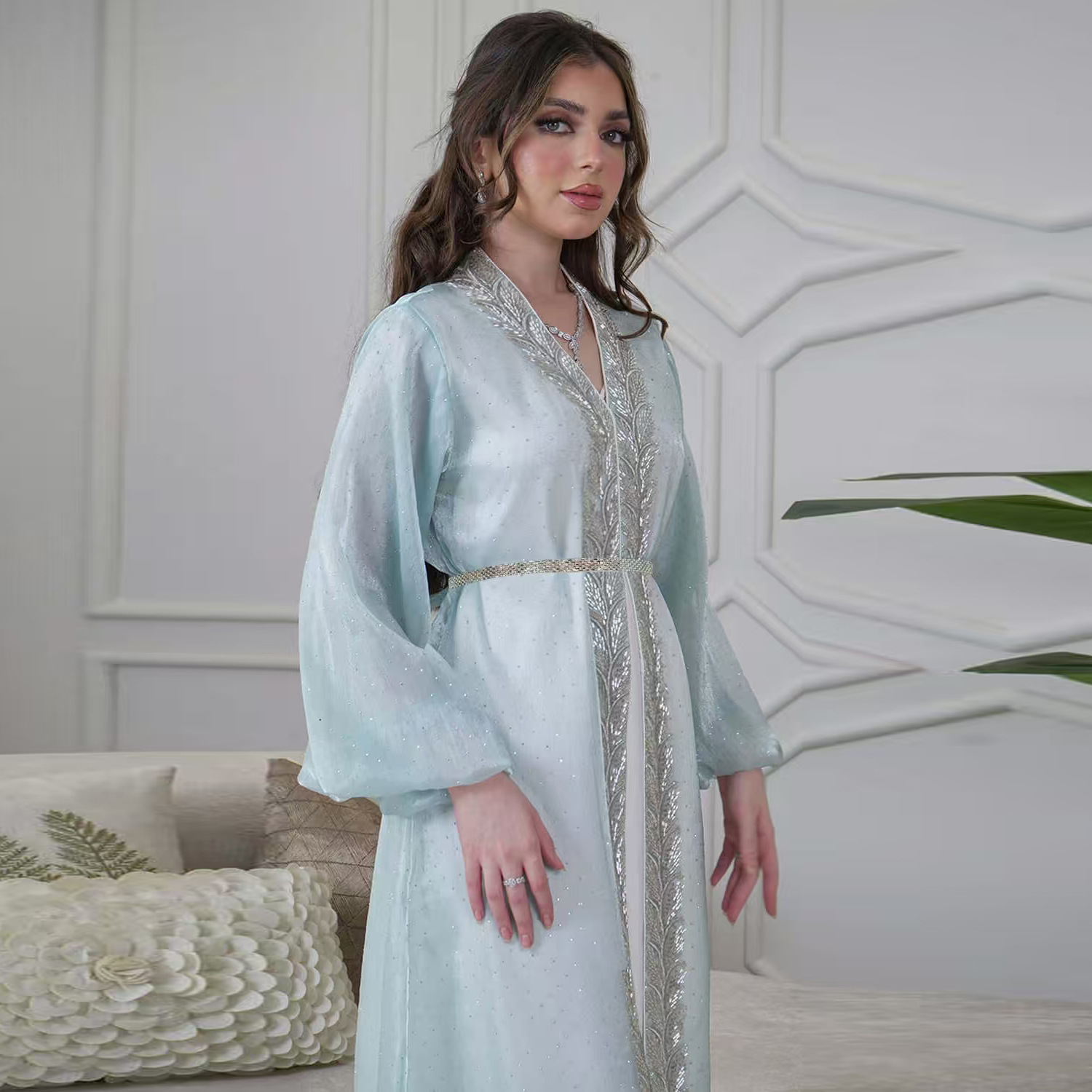 Eid mubarak djellaba kimono ca - Embroidery Kebaya avaliação e preço