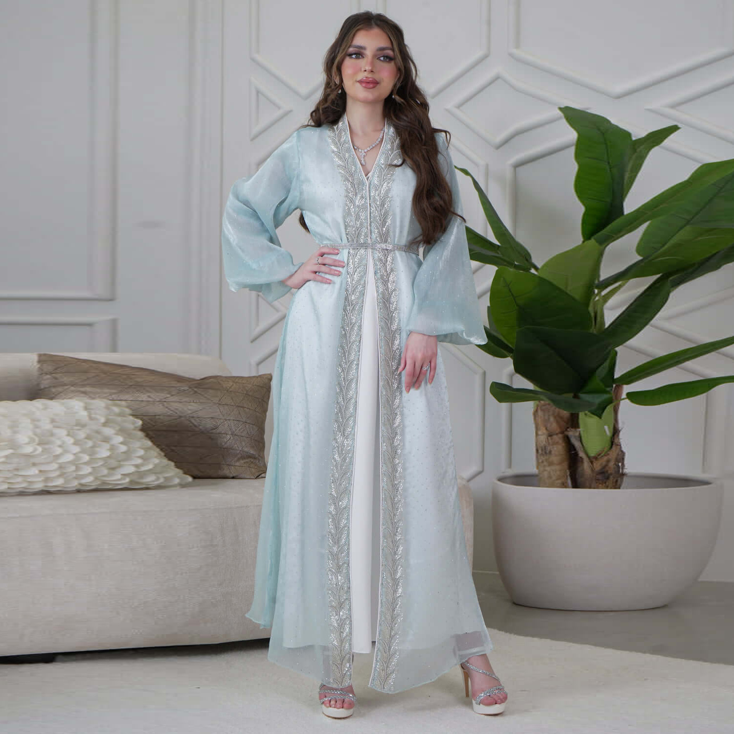 Eid mubarak djellaba kimono ca - Embroidery Kebaya avaliação e preço