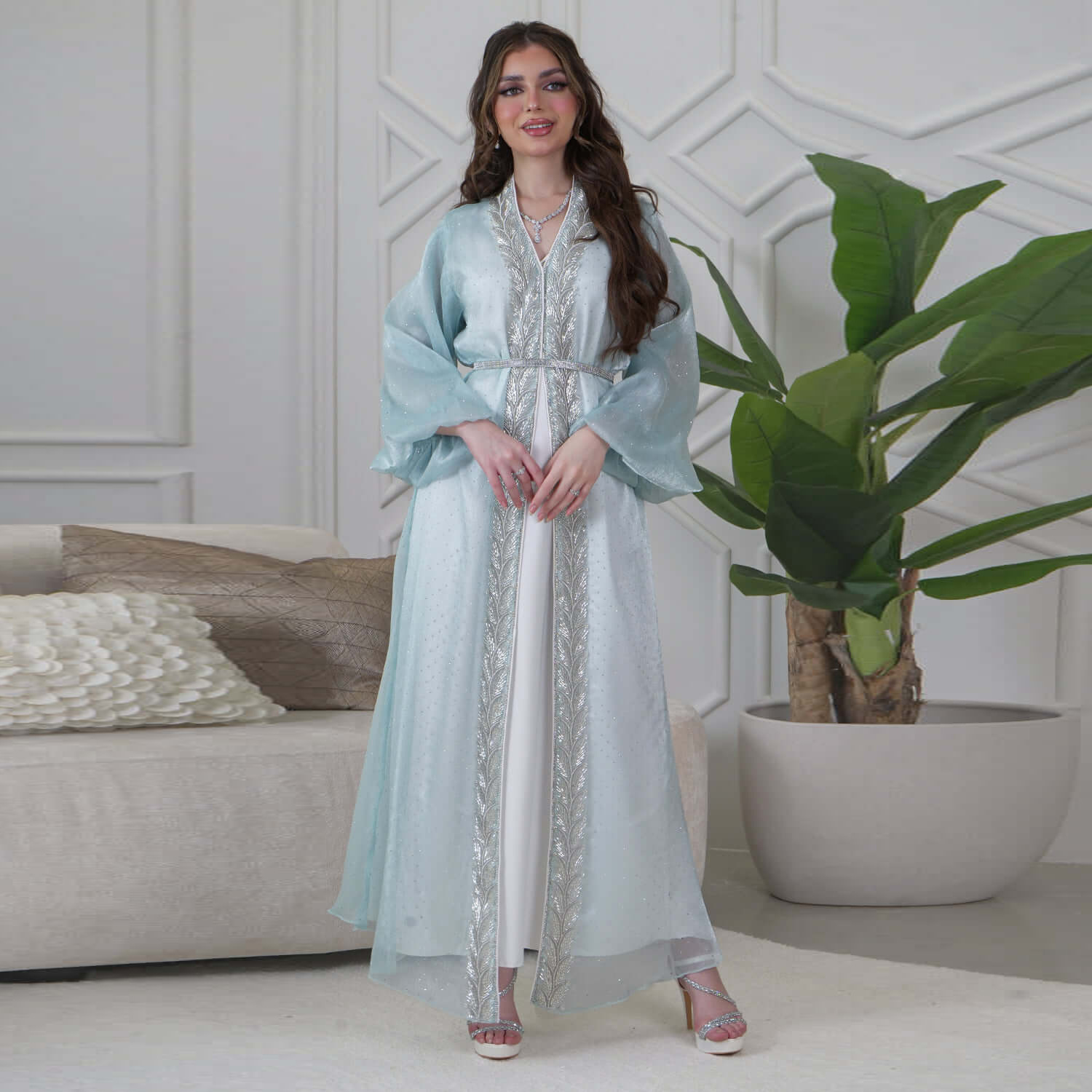 Eid mubarak djellaba kimono ca - Embroidery Kebaya avaliação e preço
