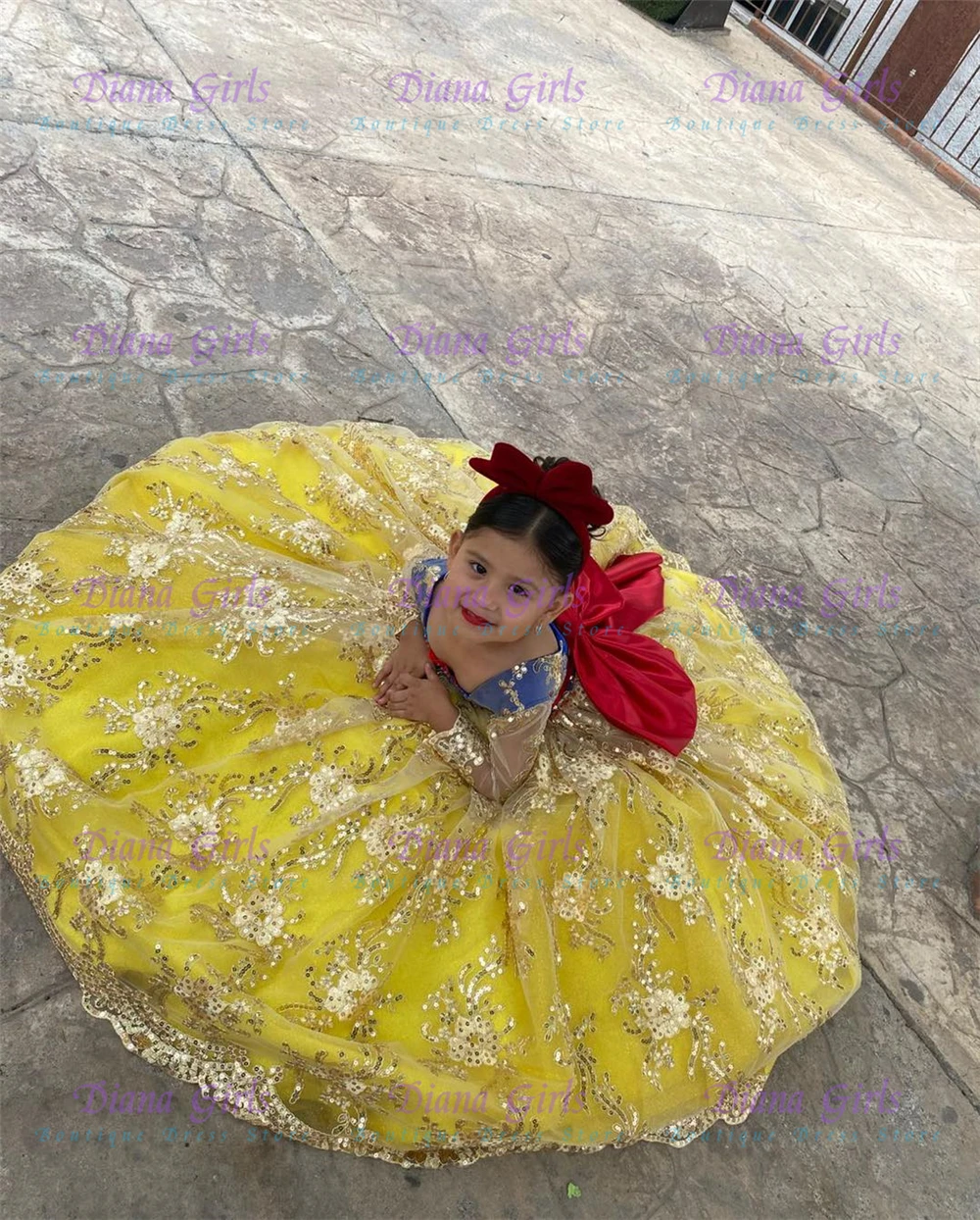 Qualidade adorável amarelo tul - Embroidery Yellow Dress avaliação e preço