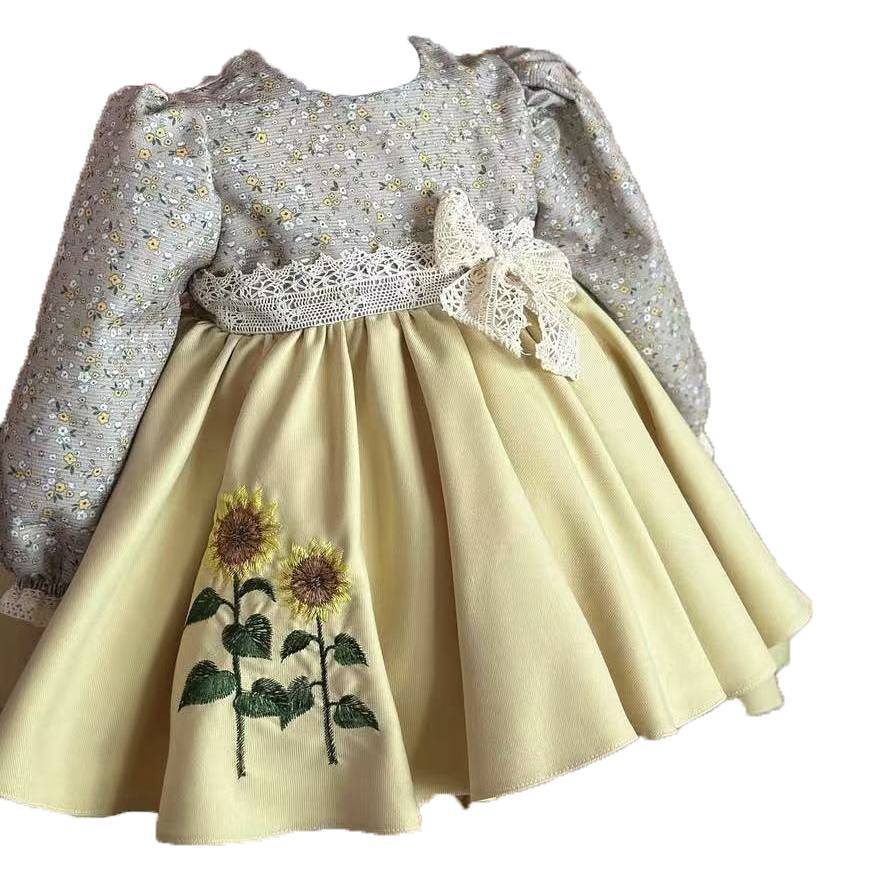 Bebê menina primavera verão am - Embroidery Yellow Dress avaliação e preço