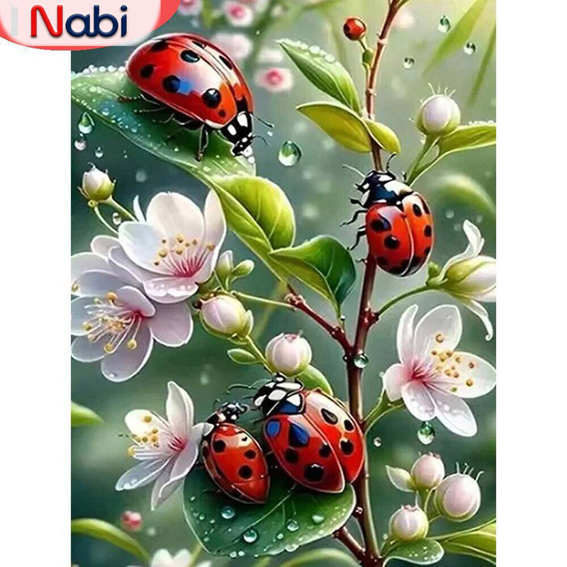 Nabi 5d pintura diamante joani - Embroidery Lady Bug avaliação e preço