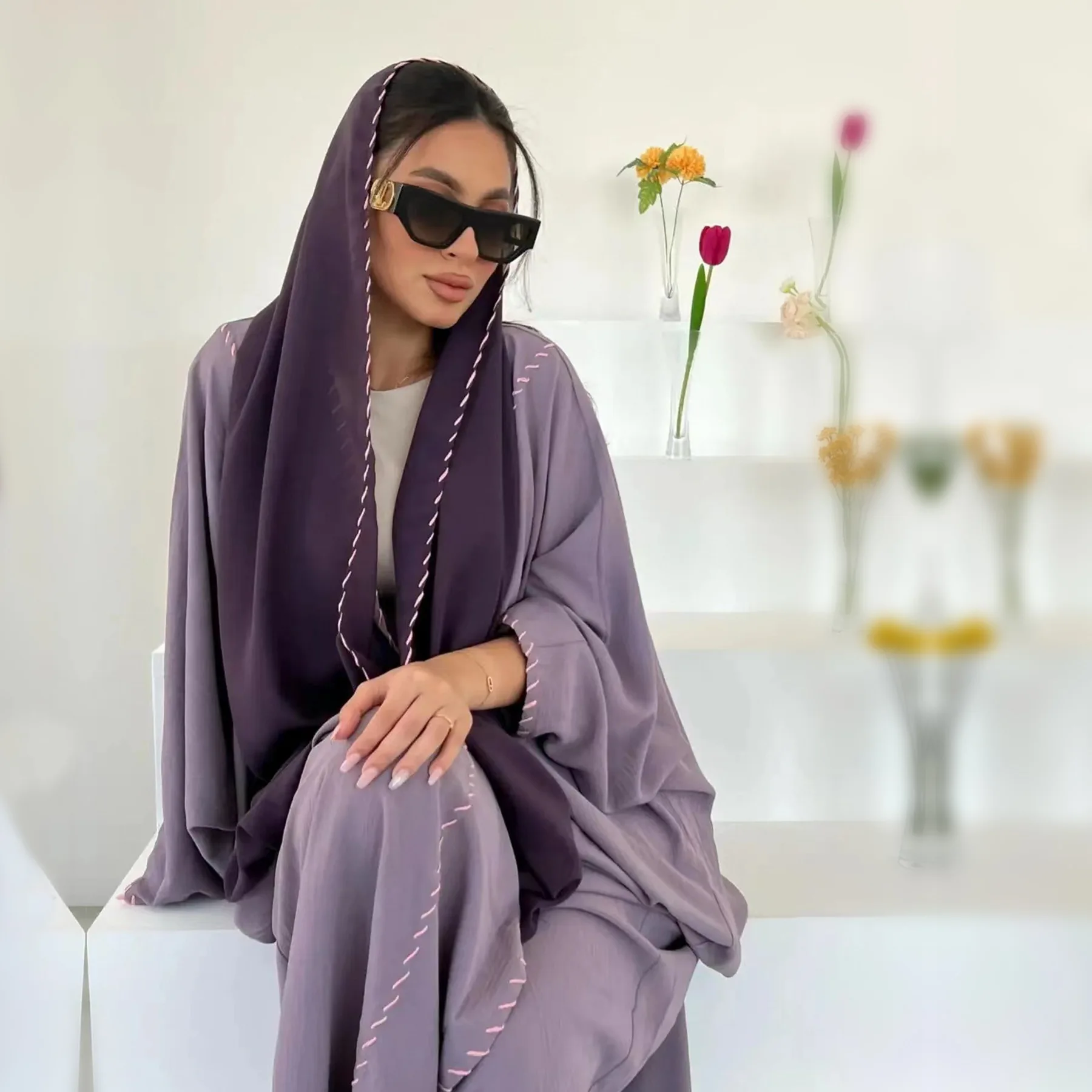 Marrocos quimono aberto abayas - Embroidery Kebaya avaliação e preço