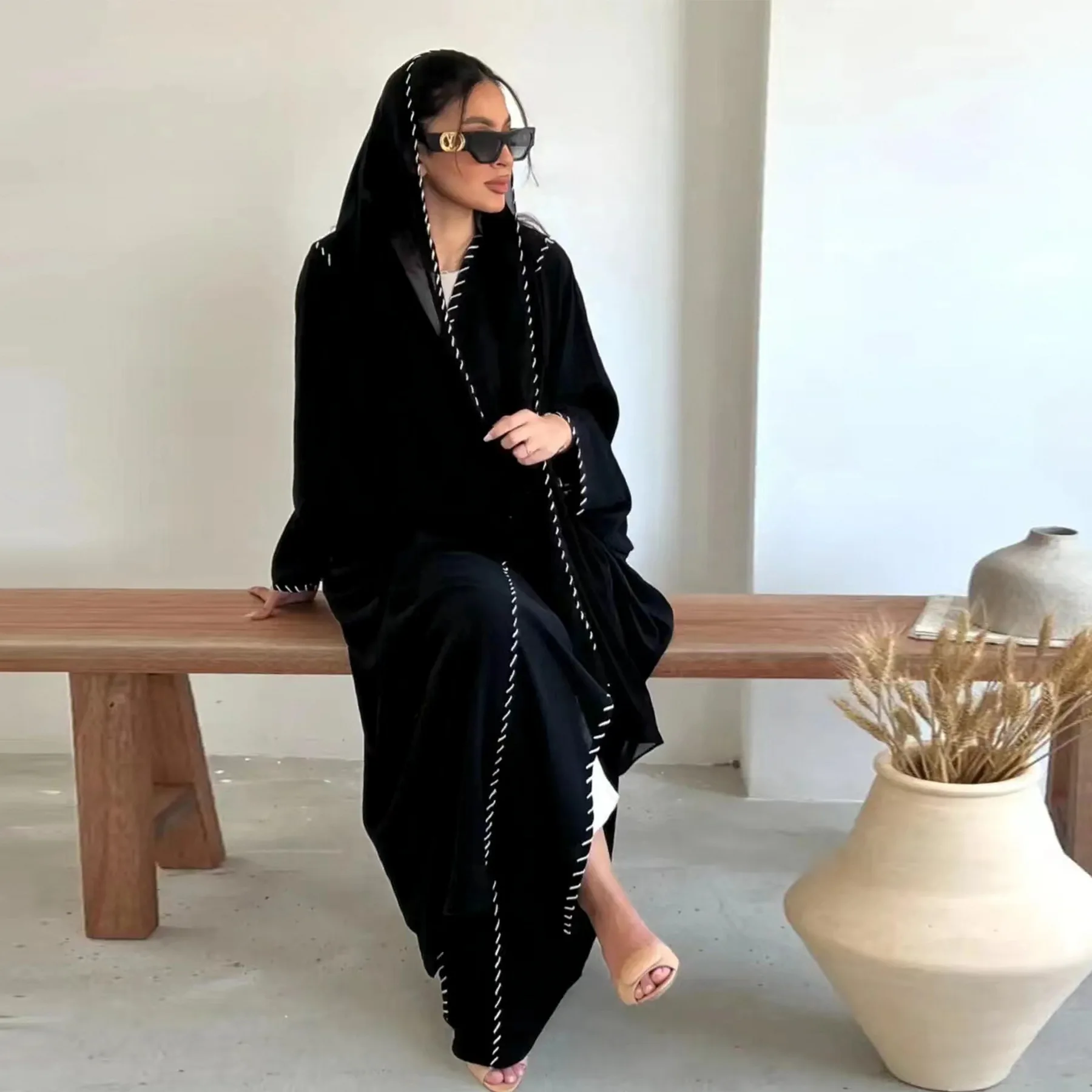 Marrocos quimono aberto abayas - Embroidery Kebaya avaliação e preço